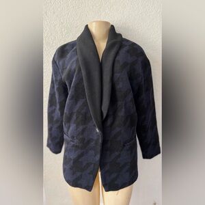 xxi vintage y2k 2000s coat Black & Navy Houndstooth Shawl-Collar Blazer